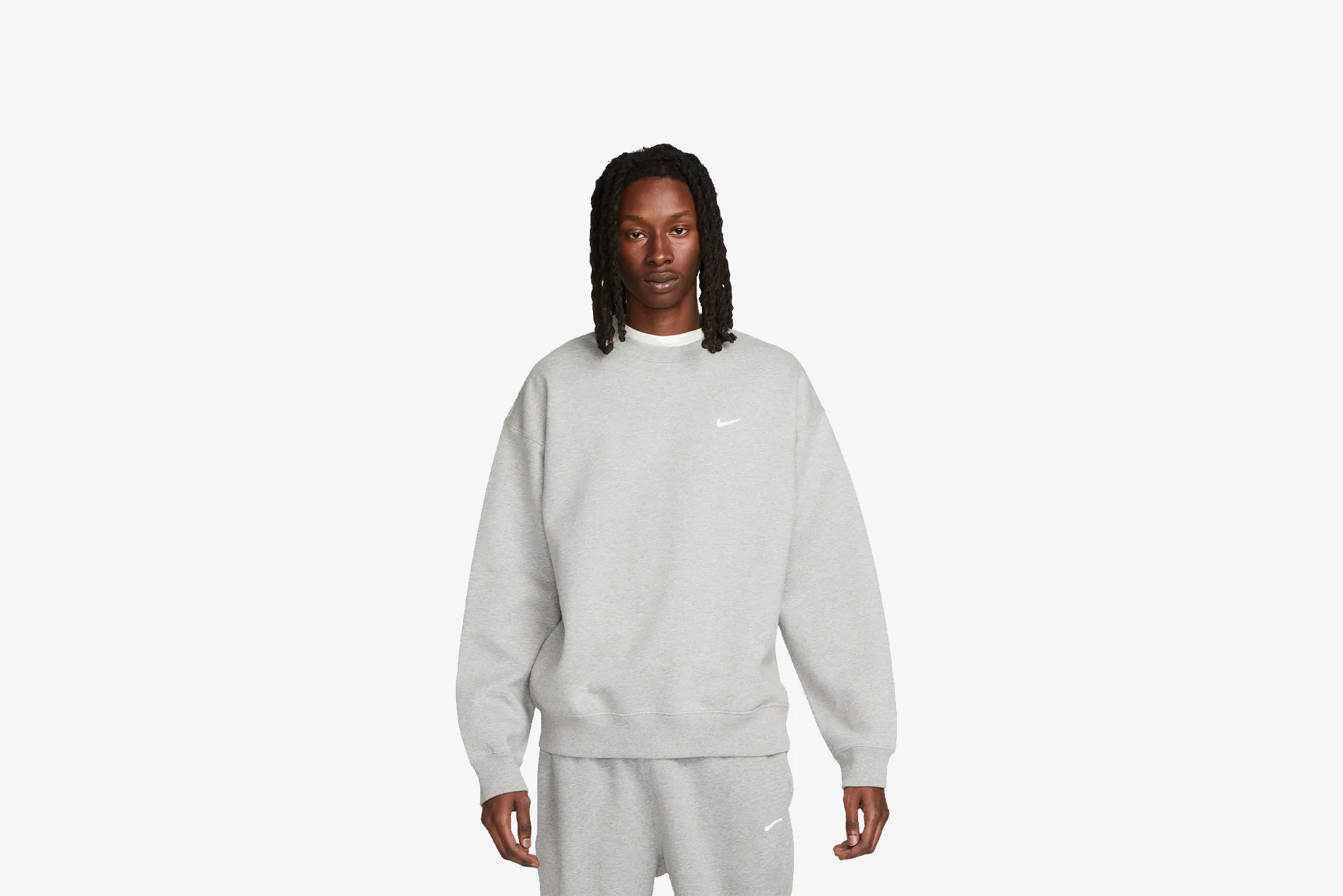 AntiPillFinish Nike "Solo Swoosh Fleece Crew" M - Grey