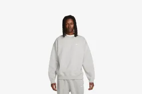 WrinkleResistant Finish Cozy Fashion Nike "Solo Swoosh Fleece Crew" M - Grey