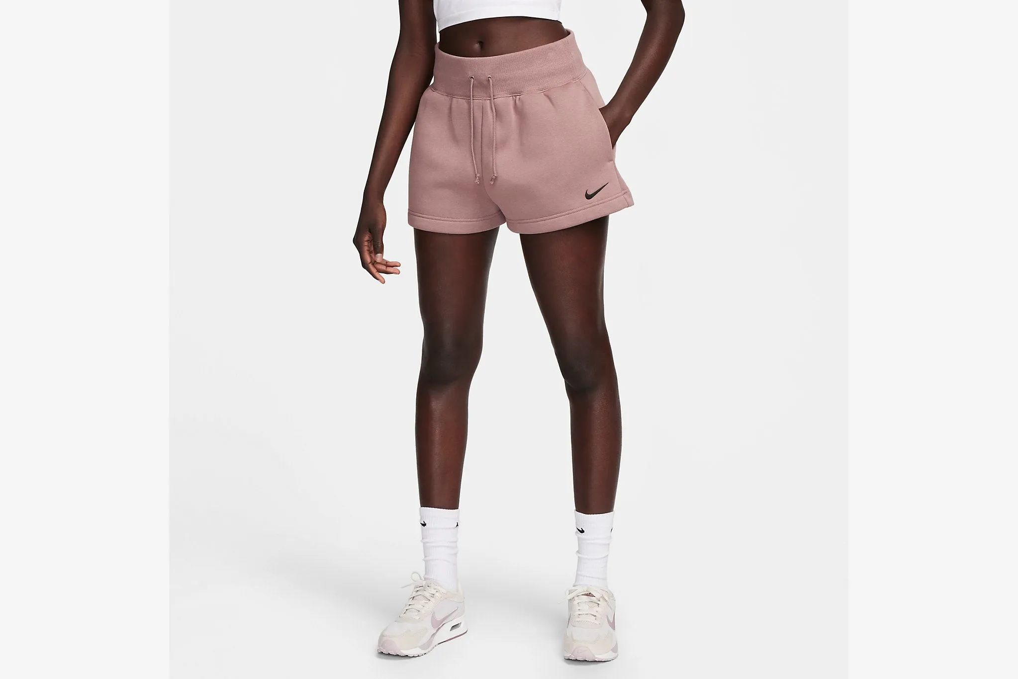 Open Heart Lean Glow Nike "Sportswear Phoenix Fleece Shorts" W - Plum/black