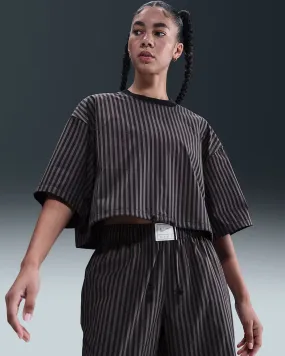 Breezy Design Nike "Striped Boxy Top" W - Black / Thunder Grey