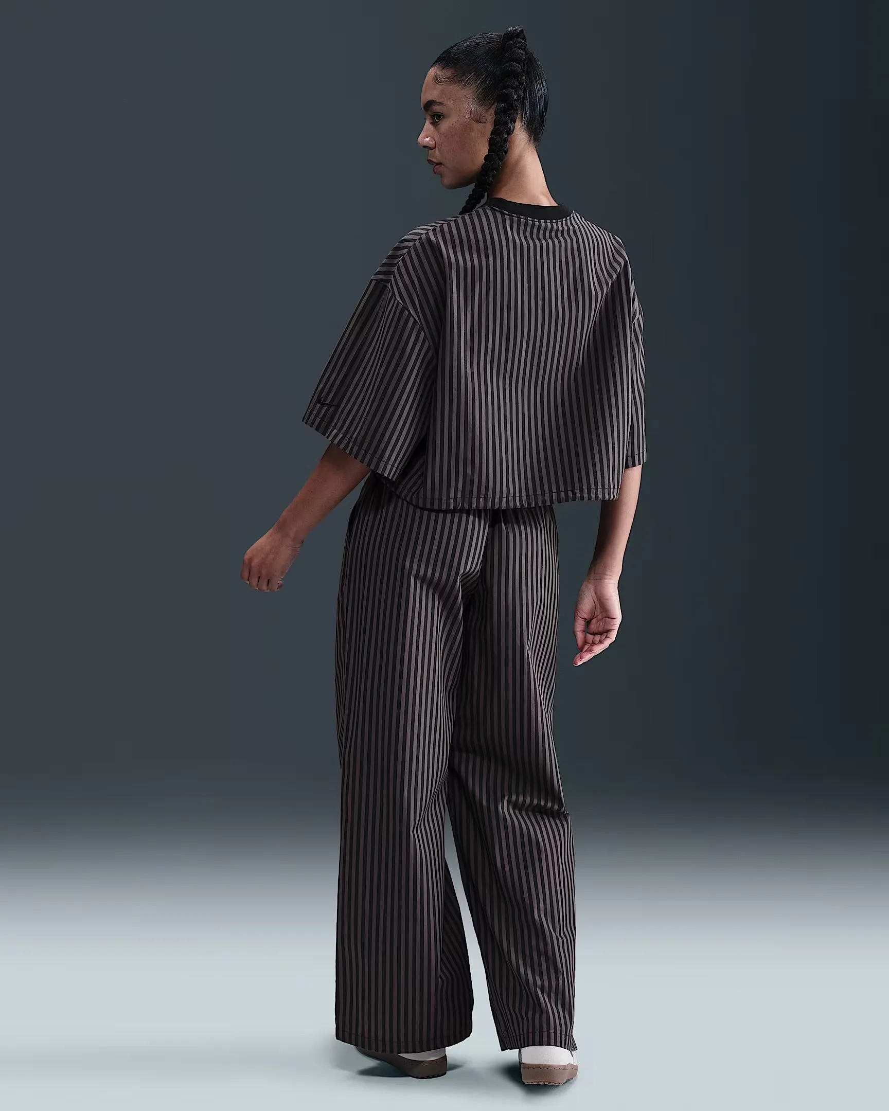 Nike "Striped Boxy Top" W - Black / Thunder Grey Stretch Fabric WindproofInterior