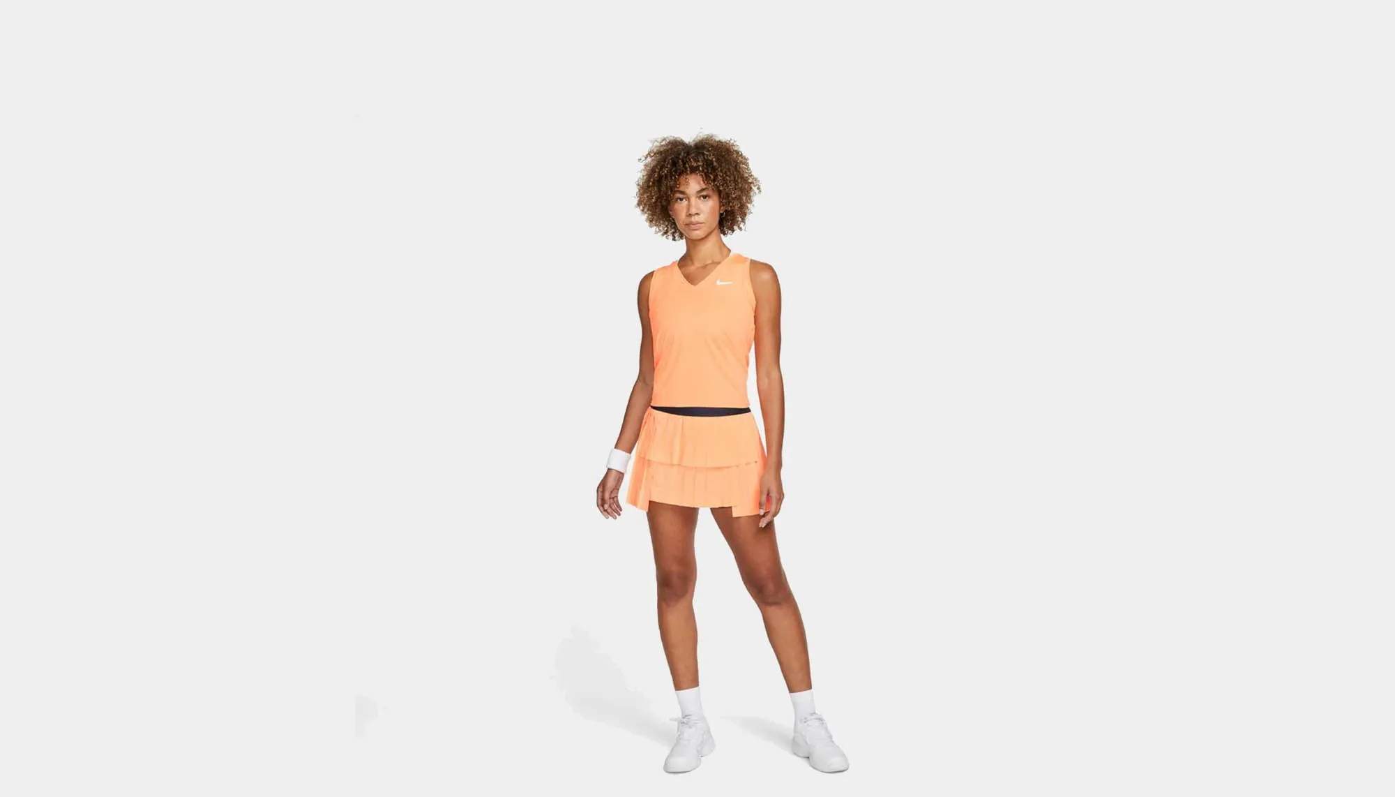 Nike "Victory Tennis Tank" W - Orange ZeroChafeSeams Layered Hem Details