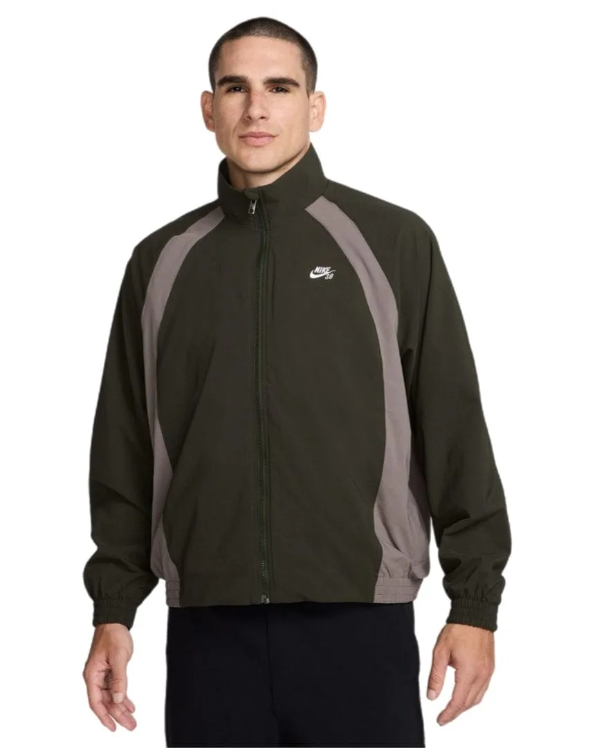 wrinkle free Nike SB Full Zip Woven Skate Jacket - Sequoia / Cave Stone / White