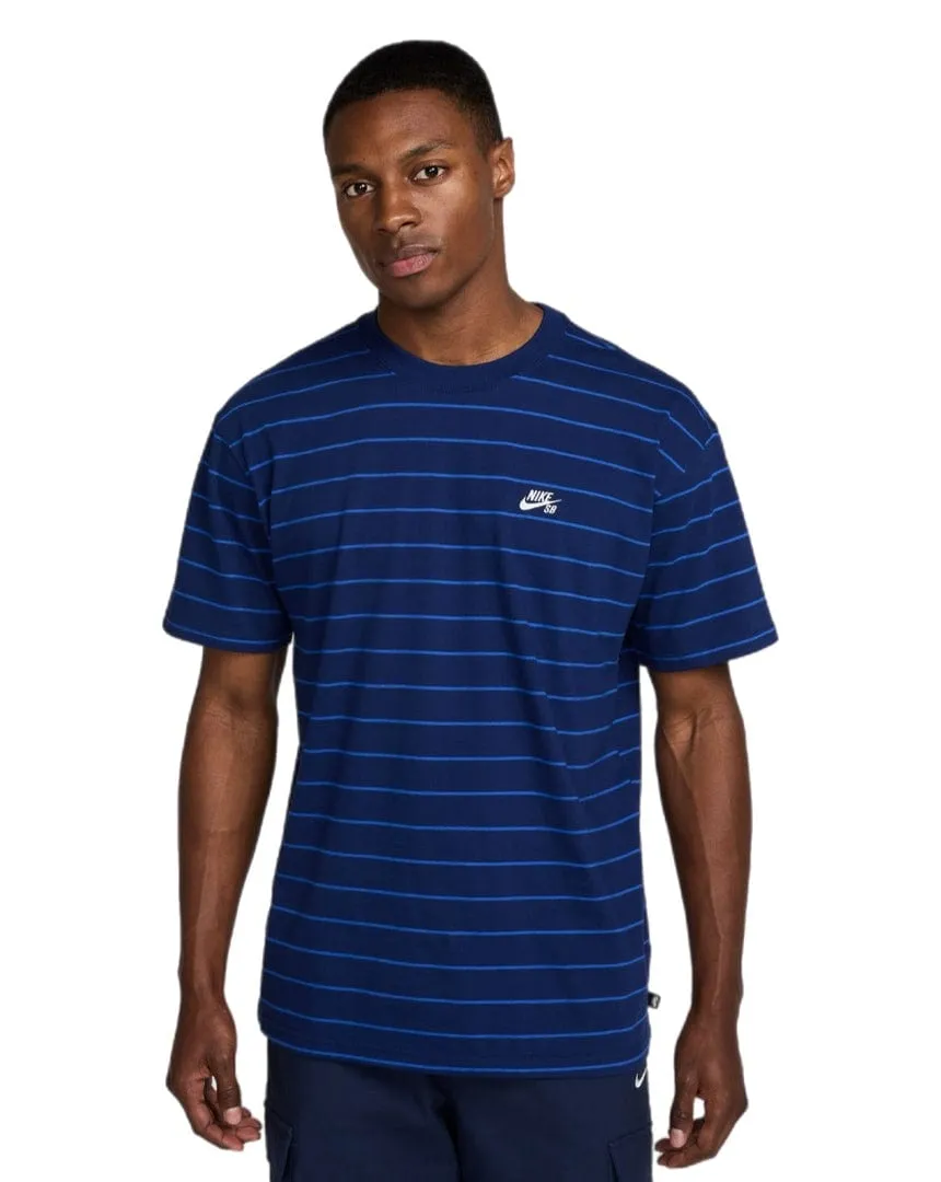 Compression Fit Nike SB M90 Striped Skate Tee - Blue Void