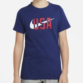 Nike Youth USA Swoosh T-Shirt (Navy) Casual Chic Wear Micro Perforated Fabric