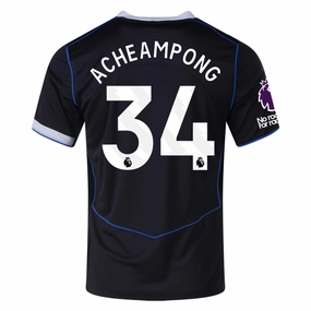 Tagless Labeling Nike Acheampong Chelsea T90 Third Jersey w/ EPL   NRFR   CWCC Patch 25/26 (Black/Silver)