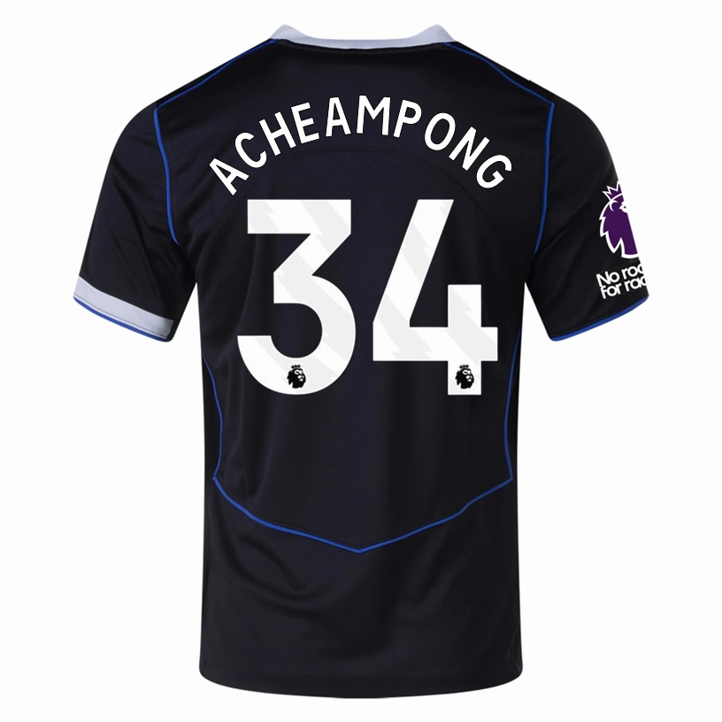 Tagless Labeling Nike Acheampong Chelsea T90 Third Jersey w/ EPL   NRFR   CWCC Patch 25/26 (Black/Silver)