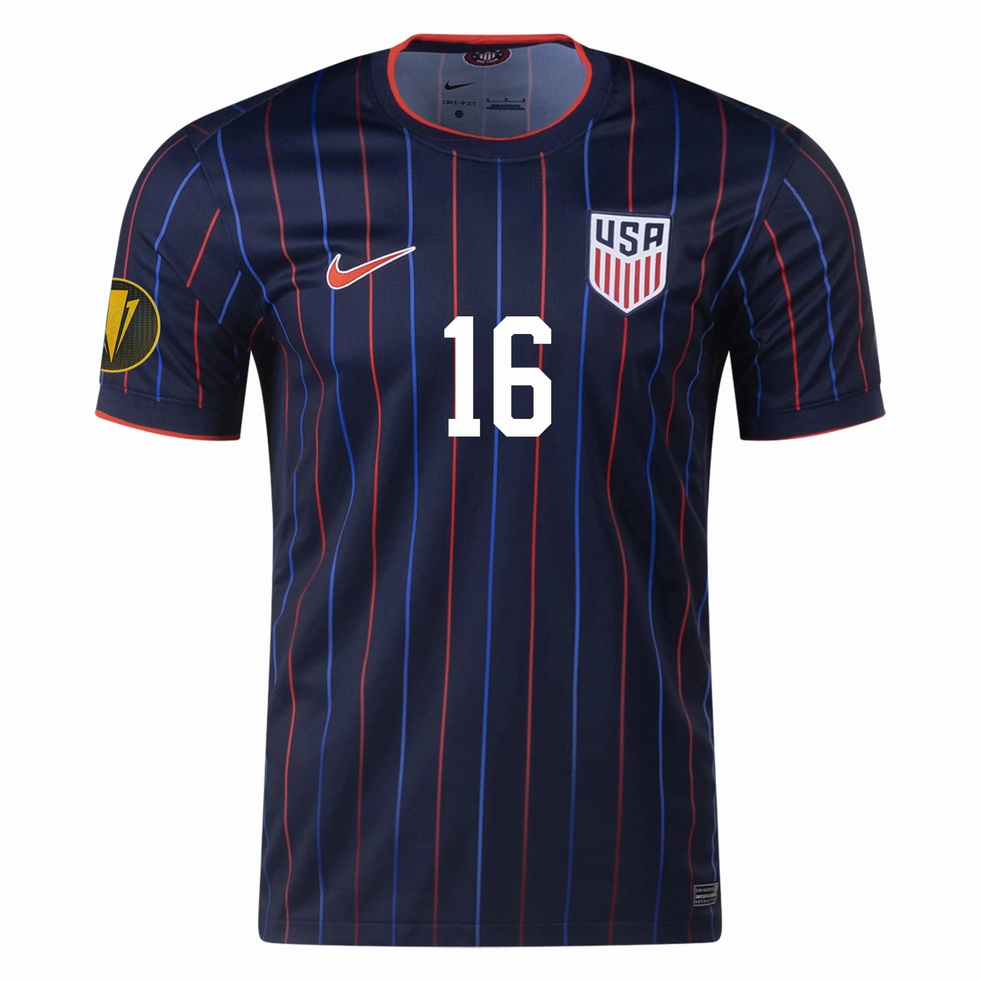 Nike Alex Freeman United States Away Jersey 25/26 w/ Gold Cup Patch 2025 (Obsidian/Challenge Red) Quick Release Fastening Compression Support Panels