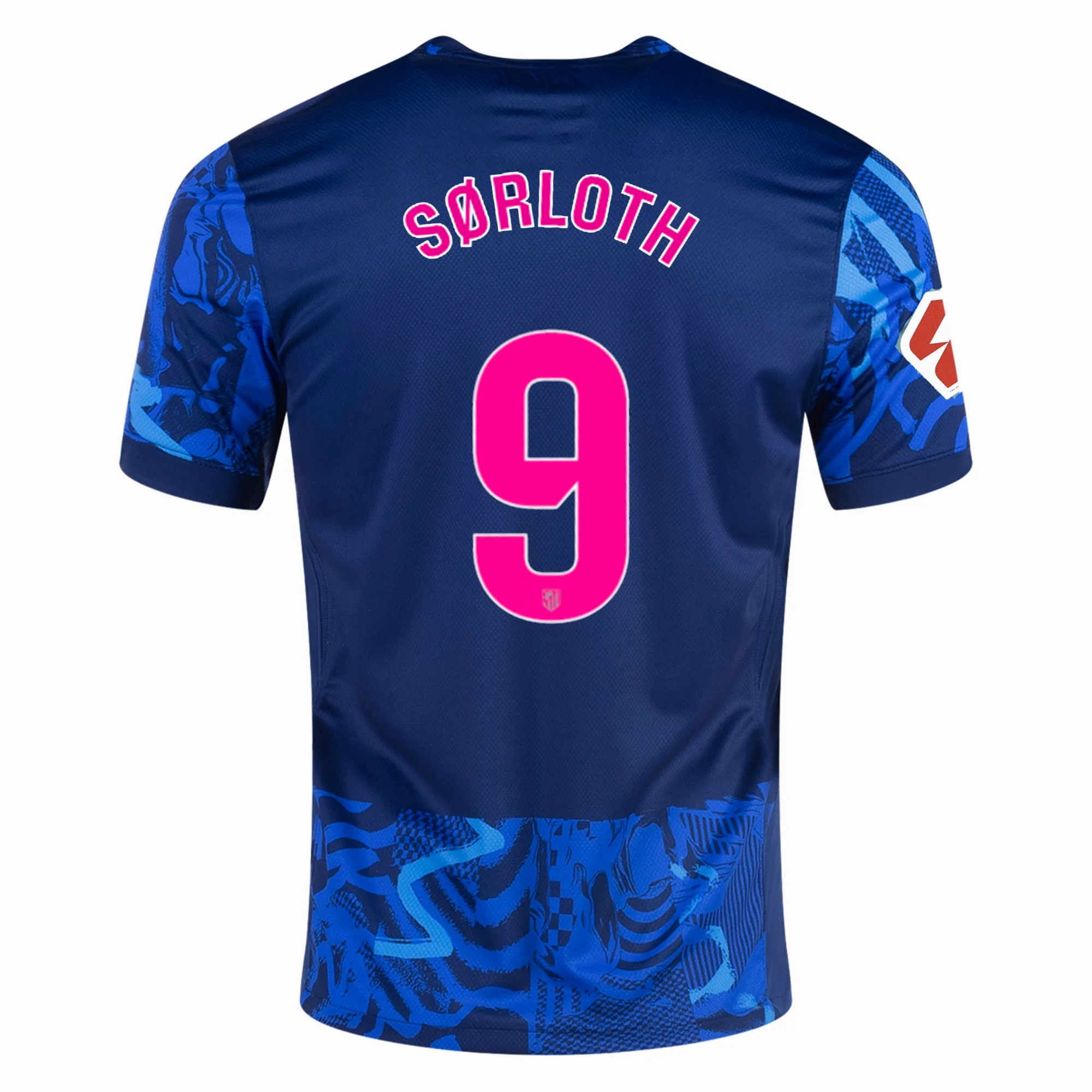 Quick Drying Performance Material Lockstitch Detailing Nike Atletico Madrid Alexander S?rloth Third Jersey w/ La Liga Patch 24/25 (Blue Void/Pink Glow)