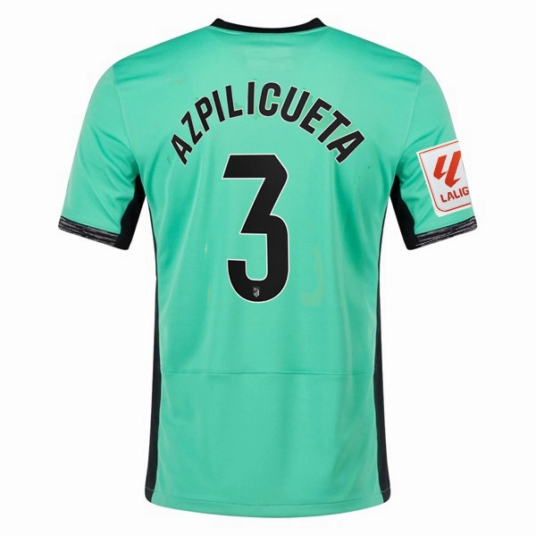 Nike Atletico Madrid C??sar Azpilicueta Third Jersey w/ La Liga Patch 23/24 (Spring Green/Black) Hygroscopic Yarn