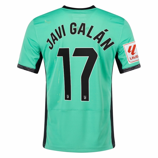 Contoured Silicone Grippers Lightweight Weave Nike Atletico Madrid Javi Gal??n Third Jersey w/ La Liga Patch 23/24 (Spring Green/Black)