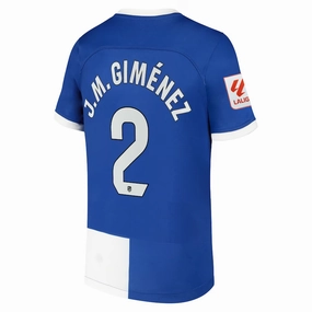 Nike Atletico Madrid Jos?? Mar??a Gim??nez Away Jersey w/ La Liga Patch 23/24 (Old Royal/White) Street Edge Minimal Design