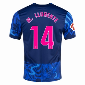 Nike Atletico Madrid Marcos Llorenete Third Jersey w/ La Liga Patch 24/25 (Blue Void/Pink Glow) Wrinkle Resistant Finish Directional Vent Patterns