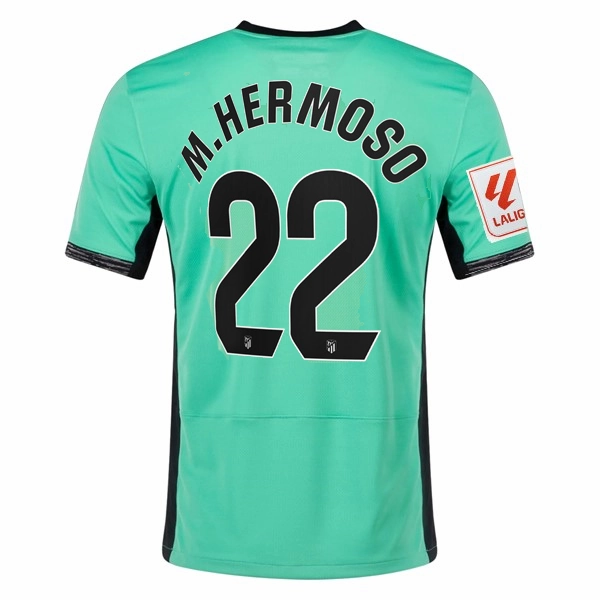 Nike Atletico Madrid Mario Hermoso Third Jersey w/ La Liga Patch 23/24 (Spring Green/Black) Strategic Ventilation Zones