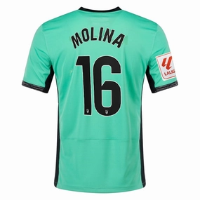 Flex Performance Breath Flow Nike Atletico Madrid Nahuel Molina Third Jersey w/ La Liga Patch 23/24 (Spring Green/Black)