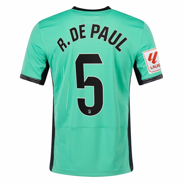 Nike Atletico Madrid Rodrigo De Paul Third Jersey w/ La Liga Patch 23/24 (Spring Green/Black) Motion Friendly