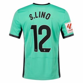Nike Atletico Madrid Samuel Lino Third Jersey w/ La Liga Patch 23/24 (Spring Green/Black) Laser Cut Vents