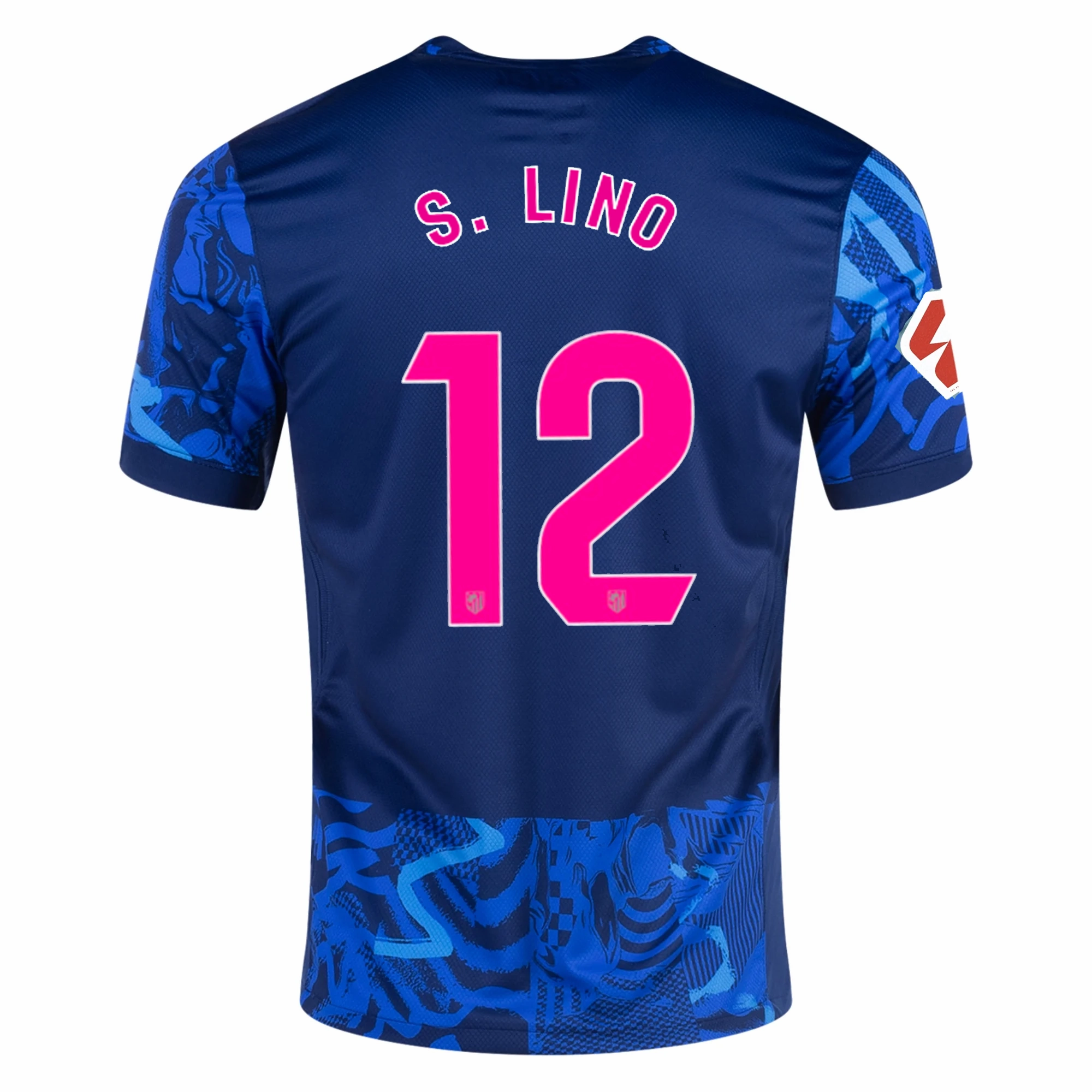 Nike Atletico Madrid Samuel Lino Third Jersey w/ La Liga Patch 24/25 (Blue Void/Pink Glow) Non Chafe Edging Ultra Soft Weave