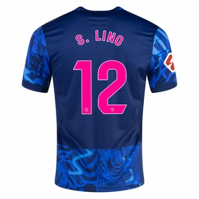 Performance Gear Breathable knit Nike Atletico Madrid Samuel Lino Third Jersey w/ La Liga Patch 24/25 (Blue Void/Pink Glow)