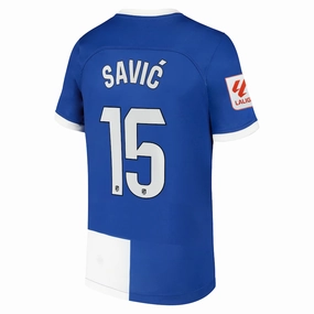 Reinforced Hemlines Ultra Smooth Flat Seams Nike Atletico Madrid Stefan Savi? Away Jersey w/ La Liga Patch 23/24 (Old Royal/White)