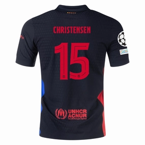 Nike Barcelona Authentic Andreas Christensen Away Jersey w/ Champions League Patches 24/25 (Black/University Red/Hyper Royal) Performance Driven
