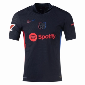 Nike Barcelona Authentic Away Jersey w/ La Liga Patch 24/25 (Black/University Red/Hyper Royal) Wrinkle Resistant Finish Cool Touch