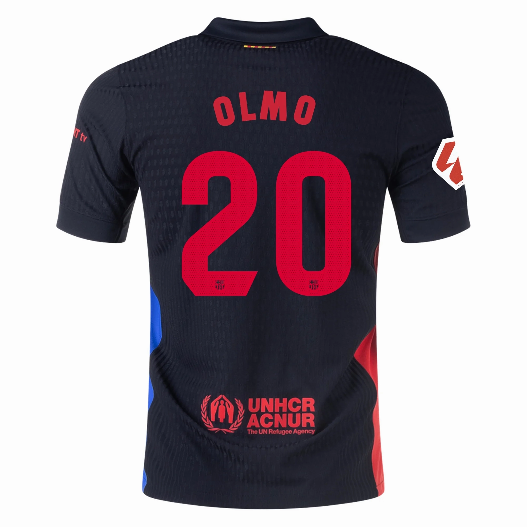 Nike Barcelona Authentic Dani Olmo Away Jersey w/ La Liga Patch 24/25 (Black/University Red/Hyper Royal) Reinforced Hem Structure