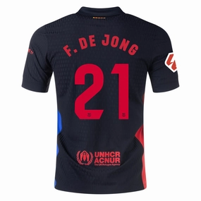 Nike Barcelona Authentic Frenkie De Jong Away Jersey w/ La Liga Patch 24/25 (Black/University Red/Hyper Royal) Sweat Wicking Ribbing Form Fitting
