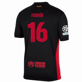 Nike Barcelona Ferm??n L??pez Away Jersey w/ Champions League Patches 24/25 (Black/University Red/Hyper Royal) Odor Control Treatment