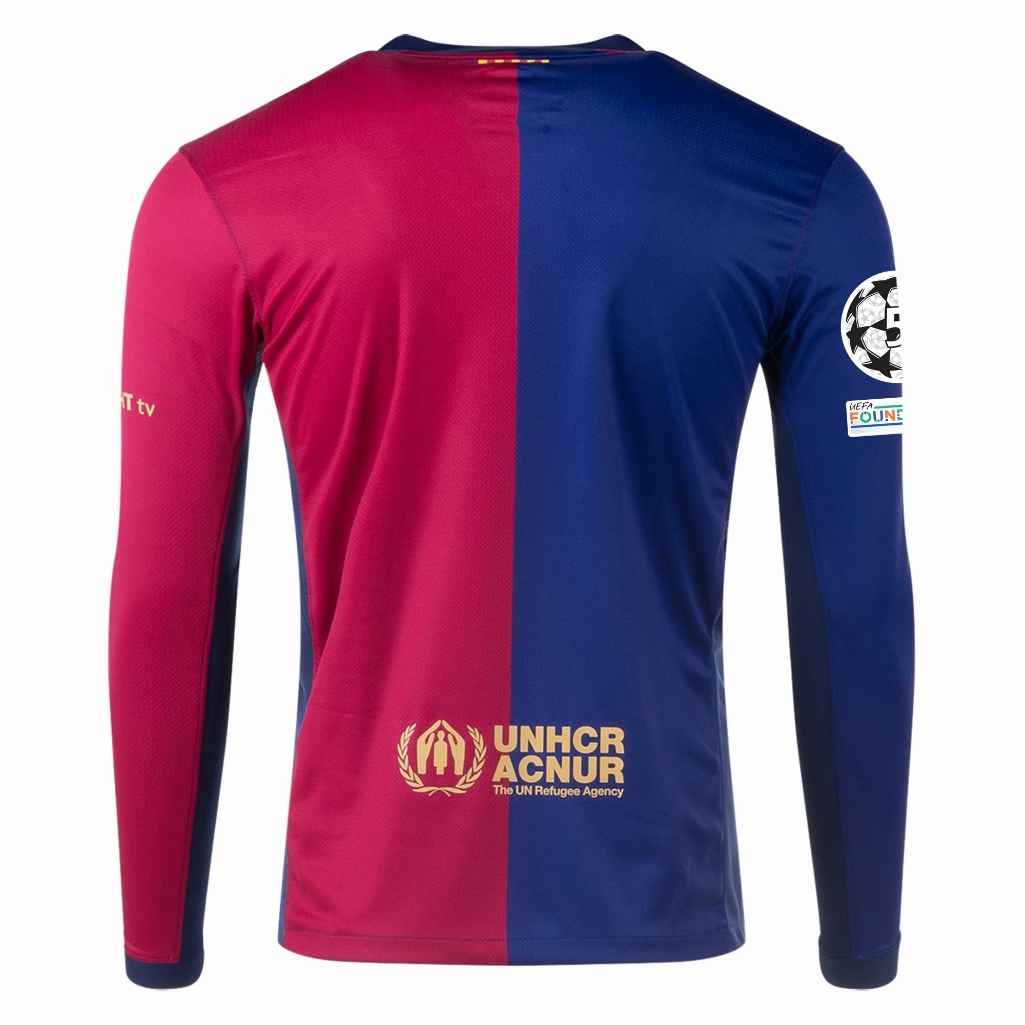 Nike Barcelona Home Long Sleeve Jersey w/ Champions League Patches 24/25 (Royal/Nobel Red/Club Gold) UV Protection Fabric