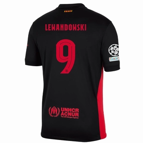 Sweat Zone Outdoor Performance Nike Barcelona Robert Lewandowski Away Jersey w/ Champions League Patches 24/25 (Black/University Red/Hyper Royal)
