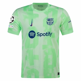 Anti Slip Hem Guard Outdoor Training Nike Barcelona Third Jersey w/ Champions League Patches 24/25 (Barely Volt/Old Royal)