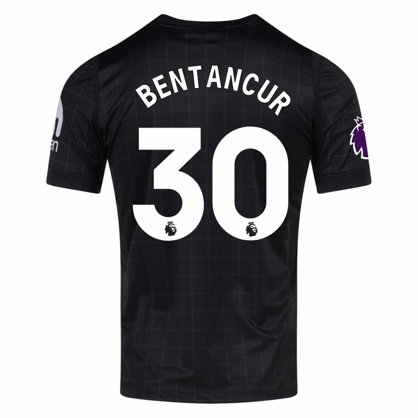 Nike Bentancur Men's Tottenham Away Jersey w/ EPL   No Room For Racism Patches 25/26 (Black/Iron) Energy Boost Odor Resistant Technology