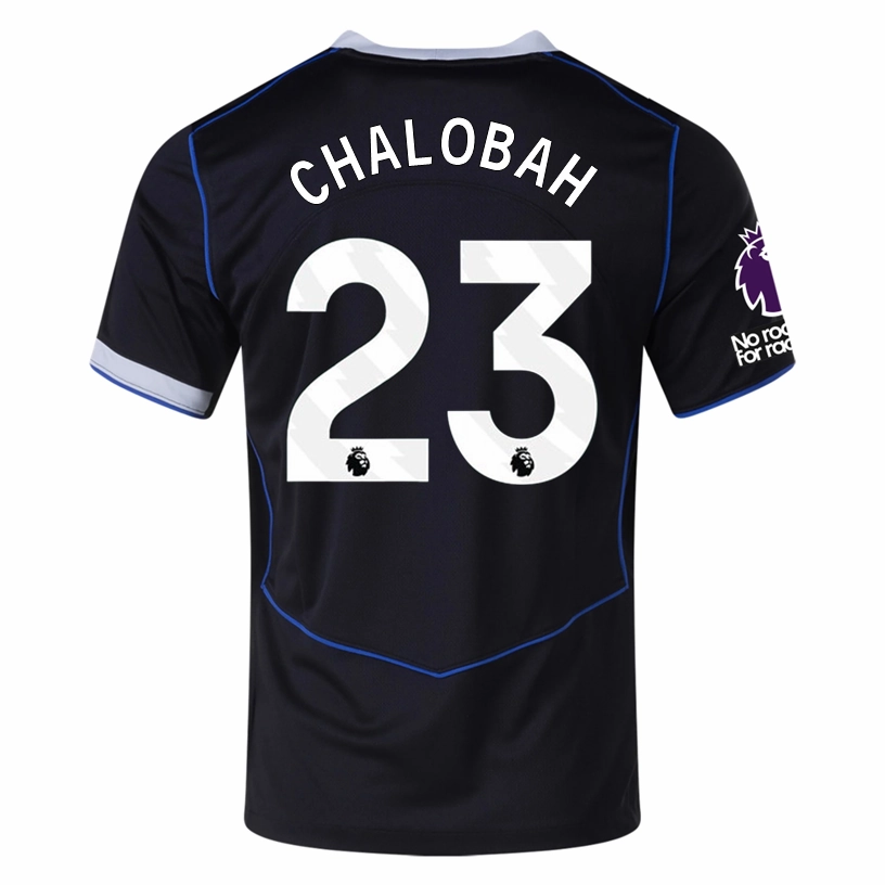Nike Chalobah Chelsea T90 Third Jersey w/ EPL   NRFR   CWCC Patch 25/26 (Black/Silver) Brushed Inner Lining Ultra Fine Zippers