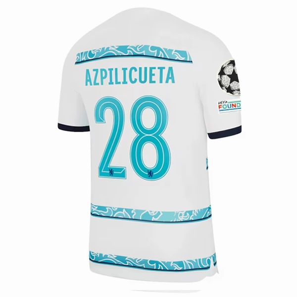 Fresh Look Core Layer Nike Chelsea Azpilicueta Away Jersey w/ Champions League   Club World Cup Patches 22/23 (White/College Navy)