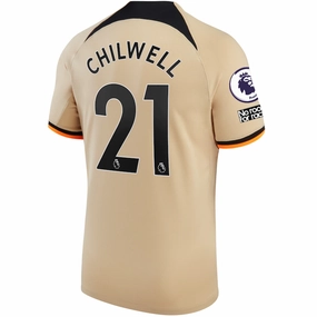 Nike Chelsea Ben Chilwell Third Jersey w/ EPL   No Room For Racism   Club World Cup Patches 22/23 (Sesame/Black) Reflective Trim Detail