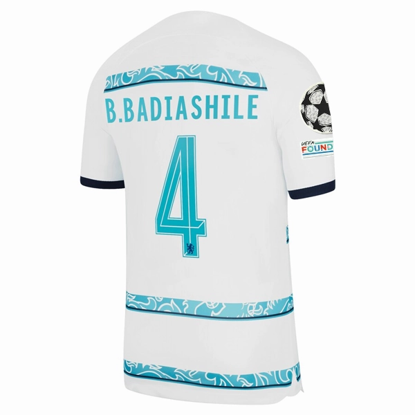 Nike Chelsea Beno?t Badiashile Away Jersey w/ Champions League   Club World Cup Patches 22/23 (White/College Navy) Tagless Design