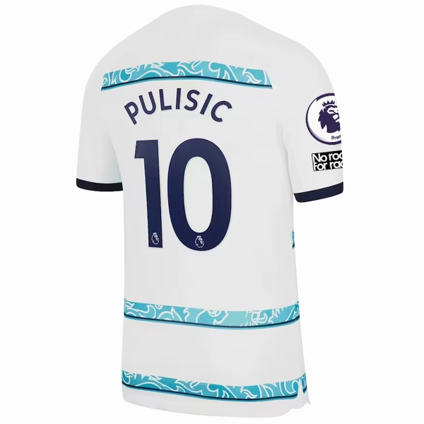 Nike Chelsea Christian Pulisic Away Jersey w/ EPL   Club World Cup Patches 22/23 (White/College Navy) Strong Lines Dry Performance