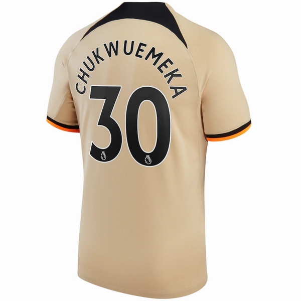 Streamlined Fit Nike Chelsea Chukwuemeka Third Jersey w/ EPL   No Room For Racism   Club World Cup Patches 22/23 (Sesame/Black)