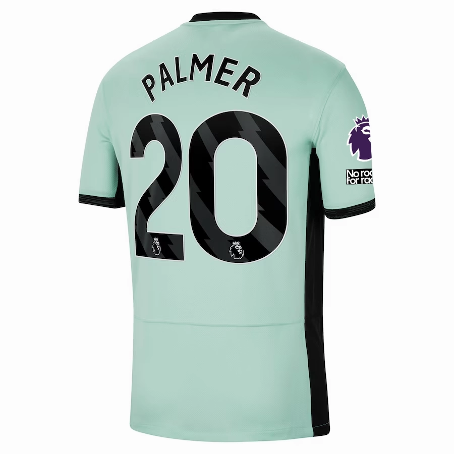 Nike Chelsea Cole Palmer Third Jersey w/ EPL   No Room For Racism Patches 23/24 (Mint Foam/Black) Layered Thermal Protection