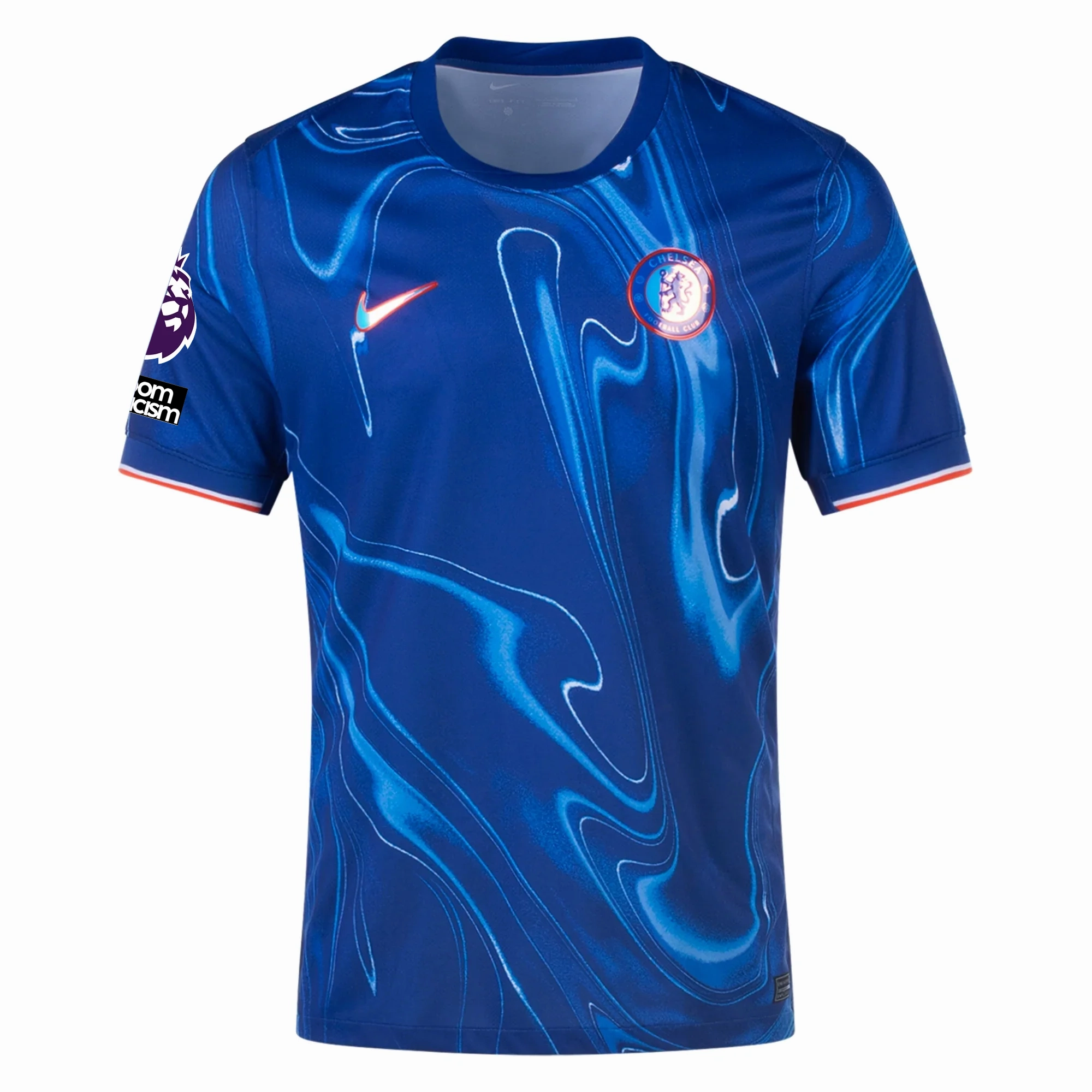 Nike Chelsea Connor Gallagher Home Jersey w/ EPL   No Room For Racism Patches 24/25 (Rush Blue/Team Orange) Wicking Interior Layer
