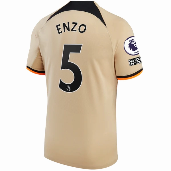 Nike Chelsea Enzo Fernandez Third Jersey w/ EPL   No Room For Racism   Club World Cup Patches 22/23 (Sesame/Black) Breath Fit Moisture Wicking Textile Technology