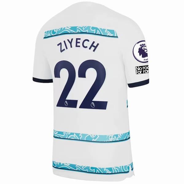 Nike Chelsea Hakim Ziyech Away Jersey w/ EPL   Club World Cup Patches 22/23 (White/College Navy) Sweat Management Technology