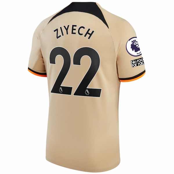 Nike Chelsea Hakim Ziyech Third Jersey w/ EPL   No Room For Racism   Club World Cup Patches 22/23 (Sesame/Black) Quick Evaporation Knit Sleek lines