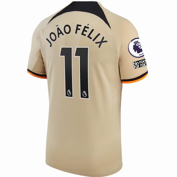 Durable Wicking Channels Comfort Stretch Fit Nike Chelsea Jo?o F??lix Third Jersey w/ EPL   No Room For Racism   Club World Cup Patches 22/23 (Sesame/Black)