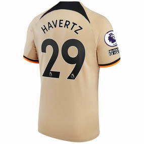All-Purpose Wear Slub Textured Surface Nike Chelsea Kai Havertz Third Jersey w/ EPL   No Room For Racism   Club World Cup Patches 22/23 (Sesame/Black)
