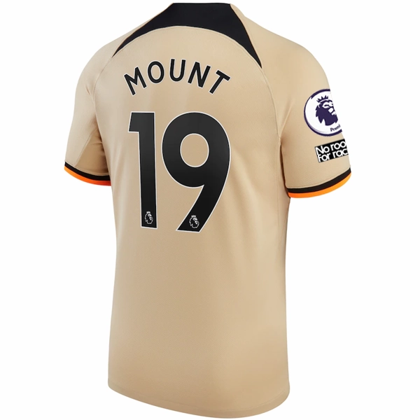 High Stretch Recovery Nike Chelsea Mason Mount Third Jersey w/ EPL   No Room For Racism   Club World Cup Patches 22/23 (Sesame/Black)
