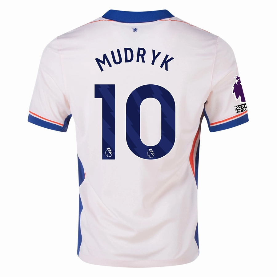 Odor Control Treatment Nike Chelsea Mykhailo Mudryk Away Jersey w/ EPL   No Room For Racism Patches 24/25 (Guava Ice/Rush Blue)