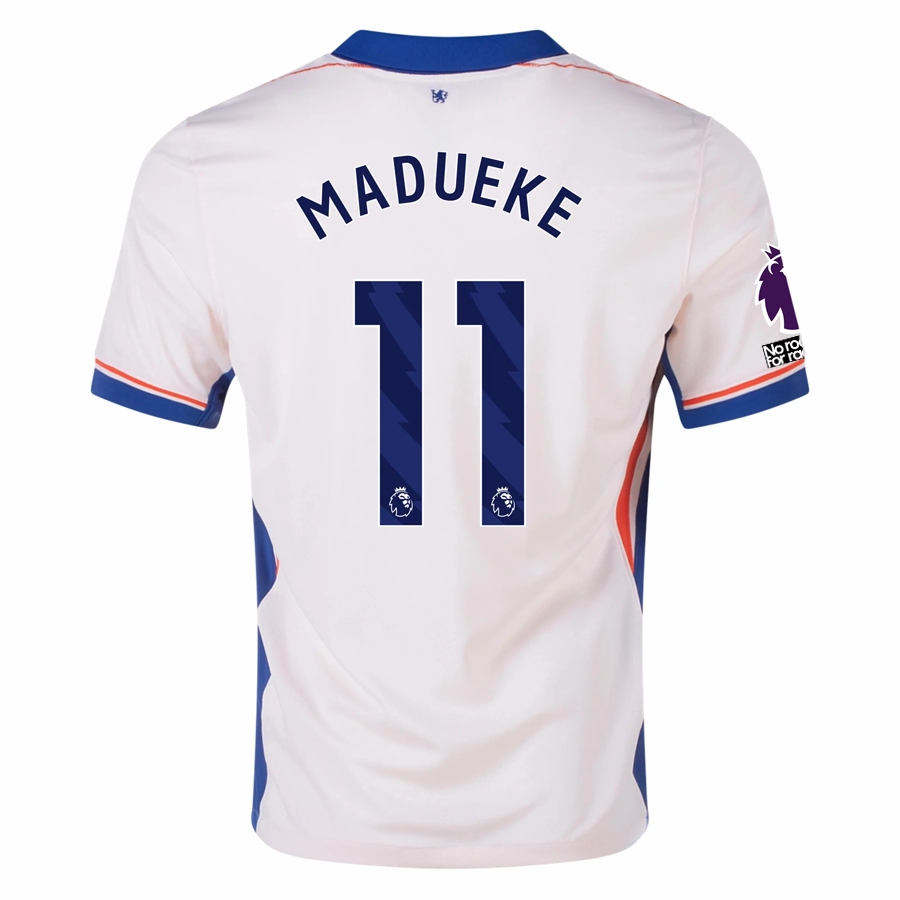 Nike Chelsea Noni Madueke Away Jersey w/ EPL   No Room For Racism Patches 24/25 (Guava Ice/Rush Blue) Performance Driven Structure