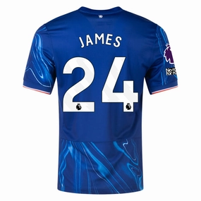 Nike Chelsea Reece James Home Jersey w/ EPL   No Room For Racism Patches 24/25 (Rush Blue/Team Orange) Everyday Motion Laser Cut Edge